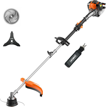 25.4CC 2-Cycle 3-in-1 Gas String Trimmer, 17" Edger & Heavy Duty Brush Cutter with 40T/3T Blades, Commercial Grade
