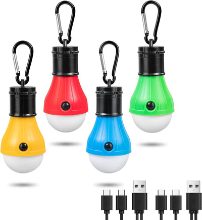 Led Camping Lantern USB Rechargeable,Outdoor Tent Lights | Camping Hanging,with Clip Hook Camping Flashlight (4 Packs
