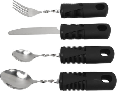Adaptive Utensils, Weighted Utensils Built up Utensil Easy Grip Silverware Spoon Fork Knife for Elderly Arthritis and