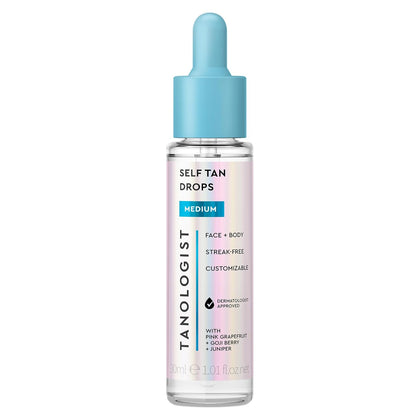 Medium Self-Tan Drops, Face Tanning Drops, 1.01 Fl Oz | Buildable self-tanning glow, face self tanner to mix with
