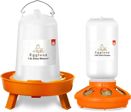 Chick Feeder and Waterer Kit Automatic Chicken Feeder and Waterer Set, 1L Chick Feeder and 1.5L Chick Waterer with 3