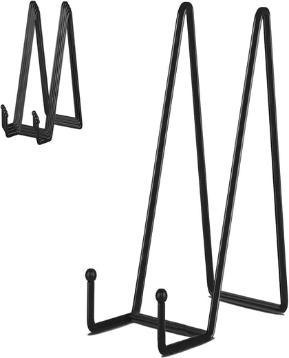 5-Pack 14-Inch Plate Holder Display Stands Black Metal Frame Stand | Large Stand for Picture, Book, Photo, Easel
