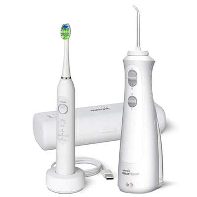Cordless Pearl and Sensonic Rechargeable Electric Toothbrush and Water Flosser Combo, Complete Dental Care for Teeth