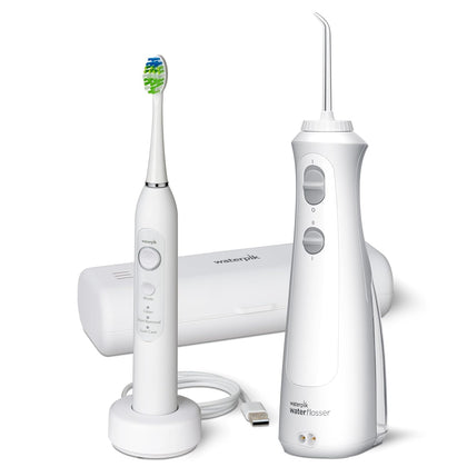 Cordless Pearl and Sensonic Rechargeable Electric Toothbrush and Water Flosser Combo, Complete Dental Care for Teeth