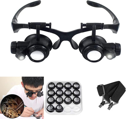 Magnifying Glasses with LED Light, LXIANGN Jeweler Loupe Watch Repair Magnifier with 8 Interchangeable Lens-2.5X 4X