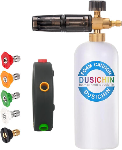 SFL-001 Foam Cannon Snow Foam Lance Pressure Washer Jet Wash Quick Release Adjustable Nozzle 1/4 Inch Male Fitting