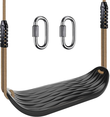 Plastic Swing Seat, Non Slip Tree Swing Set with Adjustable Rope and 2 Carabiners, Heavy Duty Playground Swing Set