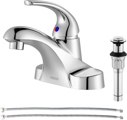 Chrome Bathroom Sink Faucet Single Handle Centerset for Vanity | Mid Arc, 1 Handle Lead-Free Deck Mount Bathroom