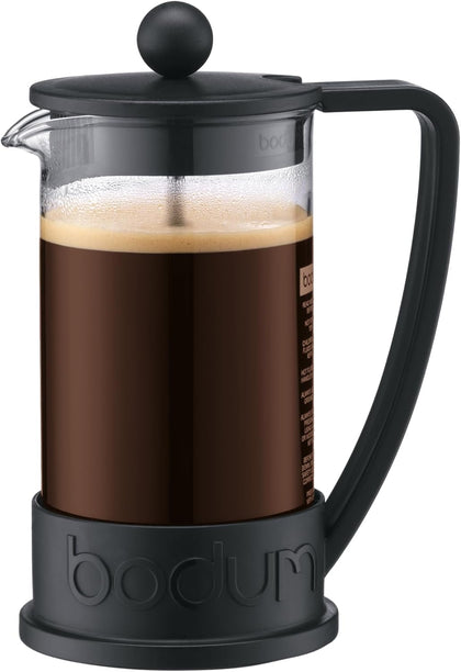 12oz Brazil French Press Coffee Maker, High-Heat Borosilicate Glass, Black - Made in Portugal