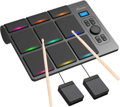 9 Pads Electronic Drum Pad, Electronic Tabletop Drum Set for Beginner, Portable Digital Drum Kit with Velocity