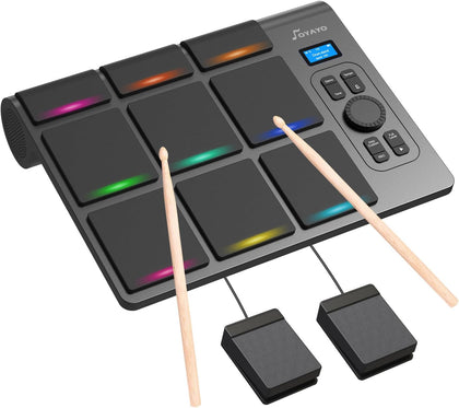 9 Pads Electronic Drum Pad, Electronic Tabletop Drum Set for Beginner, Portable Digital Drum Kit with Velocity