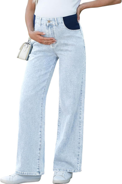 Maternity Jeans for Women Wide Leg Pregnancy Pants