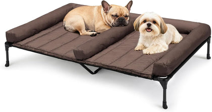 Elevated Dog Bed for 2 Dogs, Cooling Raised Dog Bed with Bolster Mat