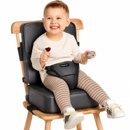 Booster Seat for Kitchen Chair, Breathable Toddler Booster Seat for Dining Table with Backrest and Adjustable Straps