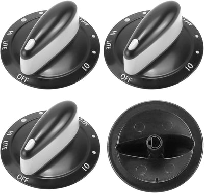 AMI PARTS 4 Pack 74011287 Gas Range Burner Knob Black