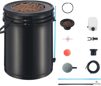 DWC Hydroponics Grow System, 5-Gallon Deep Water Culture with Top Drip Kit, Air Pump, Air Stone, Water Level Device