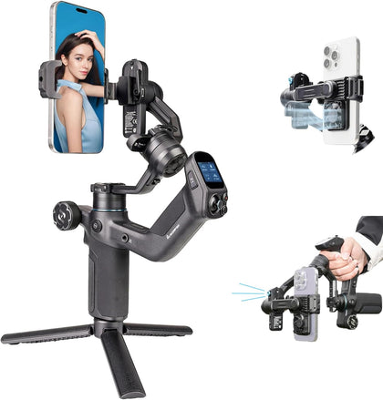 SCORP Mini 3 Gimbal Stabilizer for Smartphone, Built-in AI Tracking Module & Cooling Fan, 2KG Payload 3-Axis Phone