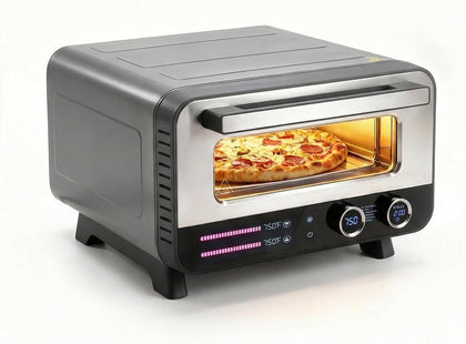 Pizza Oven Indoor, 1600W Electric Pizza Maker Fast Heating, 6 Presets for 12 Inches Pizzas, with Stone & Spatula