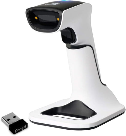 Wireless Portable 1D&2D with Stand Bluetooth Barcode Scanner: 3-in-1 Handheld Scanner, Rechargeable Battery for