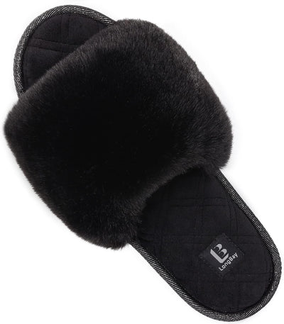 Women's Fuzzy Slippers Comfy Cloud Memory Foam House Shoes Home Open Toe Slides Indoor Outdoor