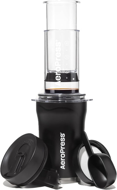 Go Plus, Small Portable Coffee Maker Kit, Travel, Camping & Office, All-in-One French Press, Pour-Over & Espresso