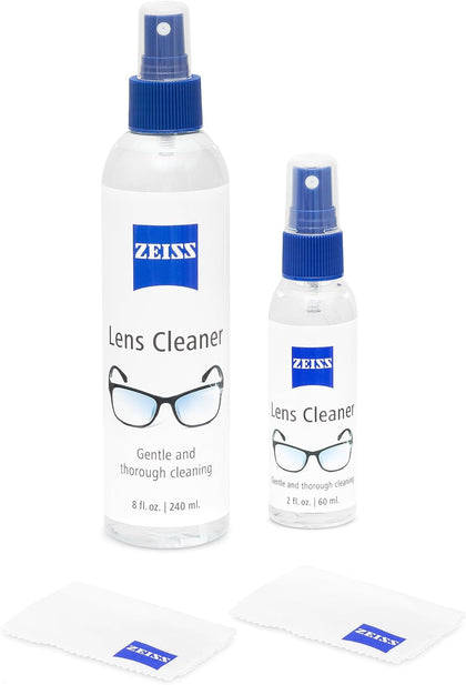 Lens Cleaning Kit- 8 oz. & 2 oz. Bottles of Lens Cleaner, 2 Microfiber Cleaning Cloths