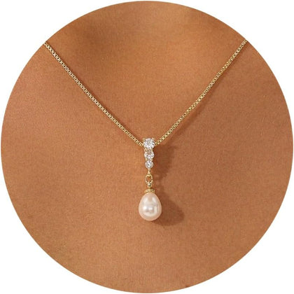 Pearl Necklace for Women- 14K Gold-plated/White Gold-plated Dainty Pearl Necklace for Women