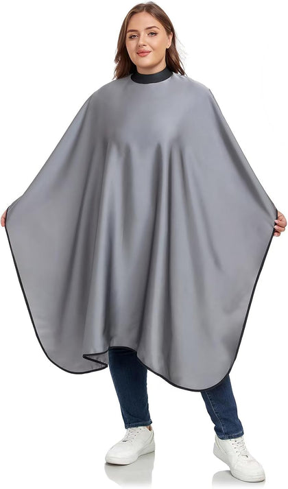 Salon Hair Cutting Cape for Adults - Adjustable Soft Silicone Collar Snap Closure, Silky Anti-Static Premium Haircut