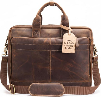 Leather Messenger Bag for Men - Laptop Case, Office Briefcase, Computer Satchel for Laptops