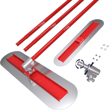 48''x12'' Concrete Bull Float Kit Fresno Round End Concrete Finishing Trowel Stainless Steel Trowel Board with 3
