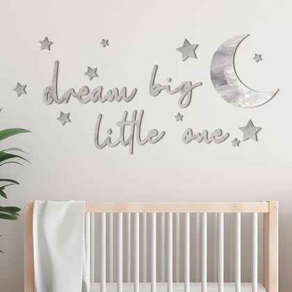 15 Pcs Moon and Stars Nursery Decor Dream Big Little One Wall Decor Boho Neutral Babyroom Wall Art Nursery Sign for