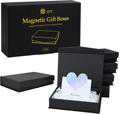 Magnetic Gift Boxes with Lids, 6‑Pack Black Small Gift Box