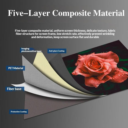 120in 4k Metal Lightproof Foldable Portable Movie Screen, 16:9 HD Anti Light Projector Screen,160°Wide Viewing
