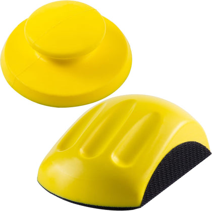 Hook and Loop Hand Sanding Block 5 Inch Mouse and Round Sanding Holder 2 PCS Hand Sanding Pad for Woodworking Hook