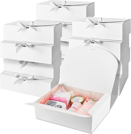 12 Pack White Gift Boxes with Lids, 10.6 x 7.8 x 3.1 Inch