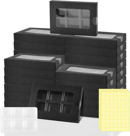 100 Pcs Gift Boxes for Wax Melts Plastic Mold with Box Wax Melt Boxes Crystal Clear Wax Melt Molds Wax Melts