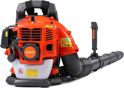 52cc Backpack Leaf Blower – Gas Powered 550 CFM 230 MPH High Airflow for Lawn Care, Low-Vibration Harness, Clears