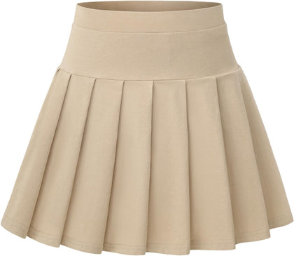 Girls Uniform Skirts with Built-in Shorts & Pockets | Pleated Skorts,Cotton Tennis Skorts