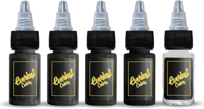 Everlast Tattoo Ink - Fader Greywash Tattoo Ink Set with Clear Wash 1oz