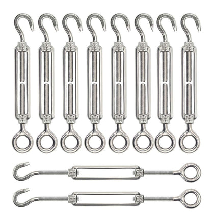 Turnbuckle Lsqurel 10PCS 304 Stainless Steel Turnbuckle Hook and Eye Heavy Duty M4 M6 M8 M10 Tensioner Adjustable