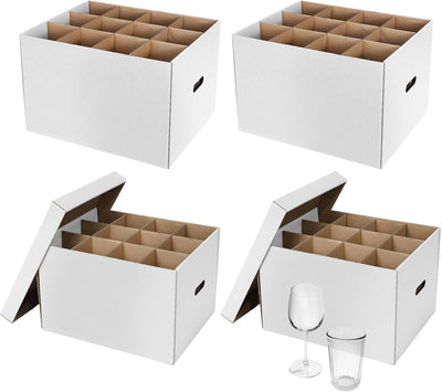 4 Pcs Wine Glass Moving Box Kit, White, 15 x 12 x 10 Inches