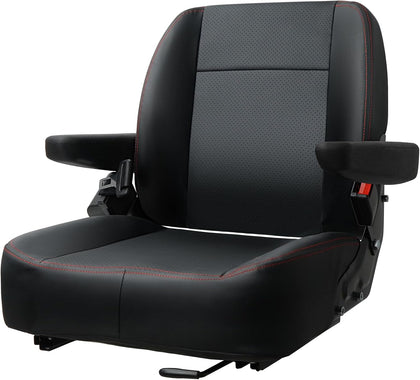 Universal Forklift Seat,Riding Lawn Mower Seat with Armrest,Tractor Seat with Micro Switch and Safety Belt,Storage