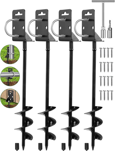 Ground Anchors Screw in,28" Set of 4 Mobile Home Anchors,Storage Shed Anchor Kit with Drill Bit,Ground Anchors Heavy