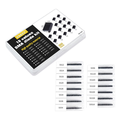 SMA Diode SS12 SS14 SS16 SS24 SS26 SS34 SS36 SS54 SS56 Kits 15Value