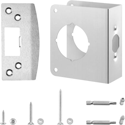 MP9457 Door Reinforcement Plate & Strike Plate for 1-3/8" Doors | Fits 2-3/8" (60mm) backsets,Stainless