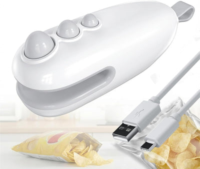 Mini Bag Sealer - 2 in 1 Type-C Rechargeable Heat Sealer & Cutter, Portable Handheld Vacuum Food Storage Sealer for