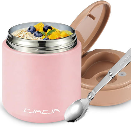 Thermo for Hot Food Kids - 15.2oz with Folding Spoon and Silicone handle | Leak Proof Insulated Food Jar, Soup