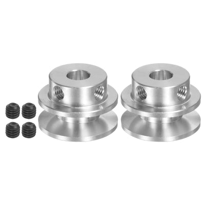 HARFINGTON 2 Set V-Type Pulley 6mm Bore 22mm Outer Dia Single Groove Aluminum Alloy for 3-5MM PU Round Belt Motor Shaft Drilling Machine