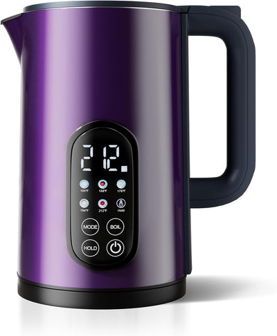1.7L Stainless Steel Electric Kettle with Temperature Control – Purple | 5 Preset Temperatures for Tea & Boiling