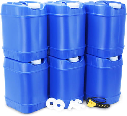 Legacy Food Storage Emergency Water Storage Containers, Long Term 5 Gallon Water Tank - 6 Stackable Food Grade Tanks